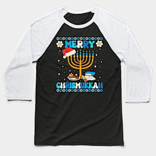 Merry Chrismukkah Groovy Ugly Xmas Funny Hanukkah Christmas Baseball T-Shirt